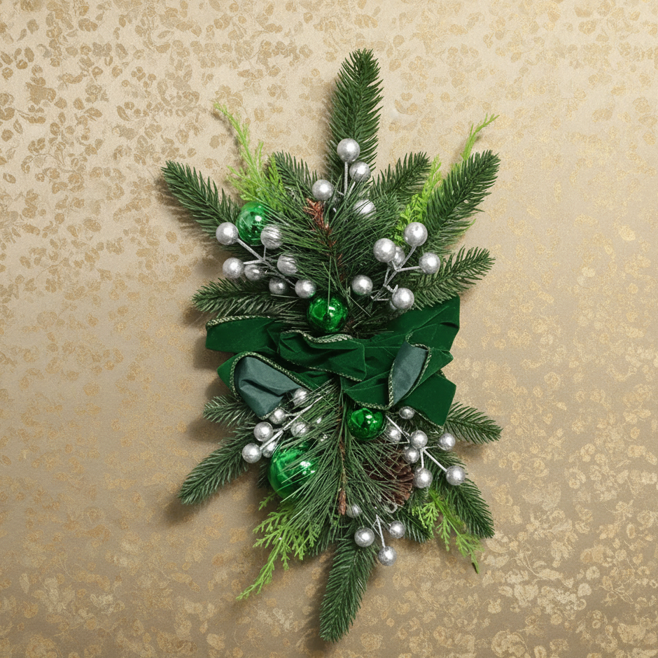 RoyaleGlow Wall Sconce with Shelf - Christmas Swag Wreath Pendant Home Door Decoration