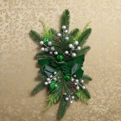 RoyaleGlow Wall Sconce with Shelf - Christmas Swag Wreath Pendant Home Door Decoration