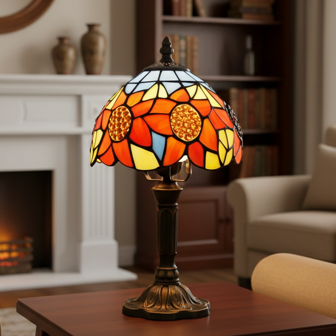 Royaleva Stained Glass Colorful Desk Lamp Vintage Artistic Table Light