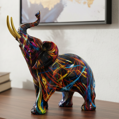RoyaleGlow Elephant Sculpture Art - Nordic Graffiti Resin Figurine Home Decor Ornament