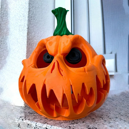 ***Giant Halloween Pumpkin Resin Decoration - Spooky Skull Head with Eerie Facial Features, Hollow Design for Indoor and outdoor 1