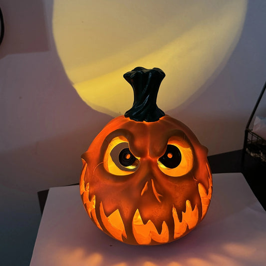 ***Giant Halloween Pumpkin Resin Decoration - Spooky Skull Head with Eerie Facial Features, Hollow Design for Indoor and outdoor 5