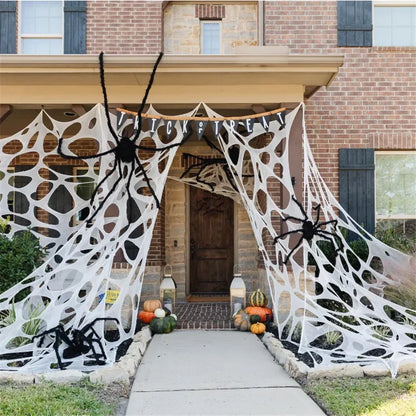 Giant Stretchy Spider Web Halloween Decor 20ft Cobweb Netting Outdoor Scary Indoor Haunt Reusable Creepy Party Must Have 4