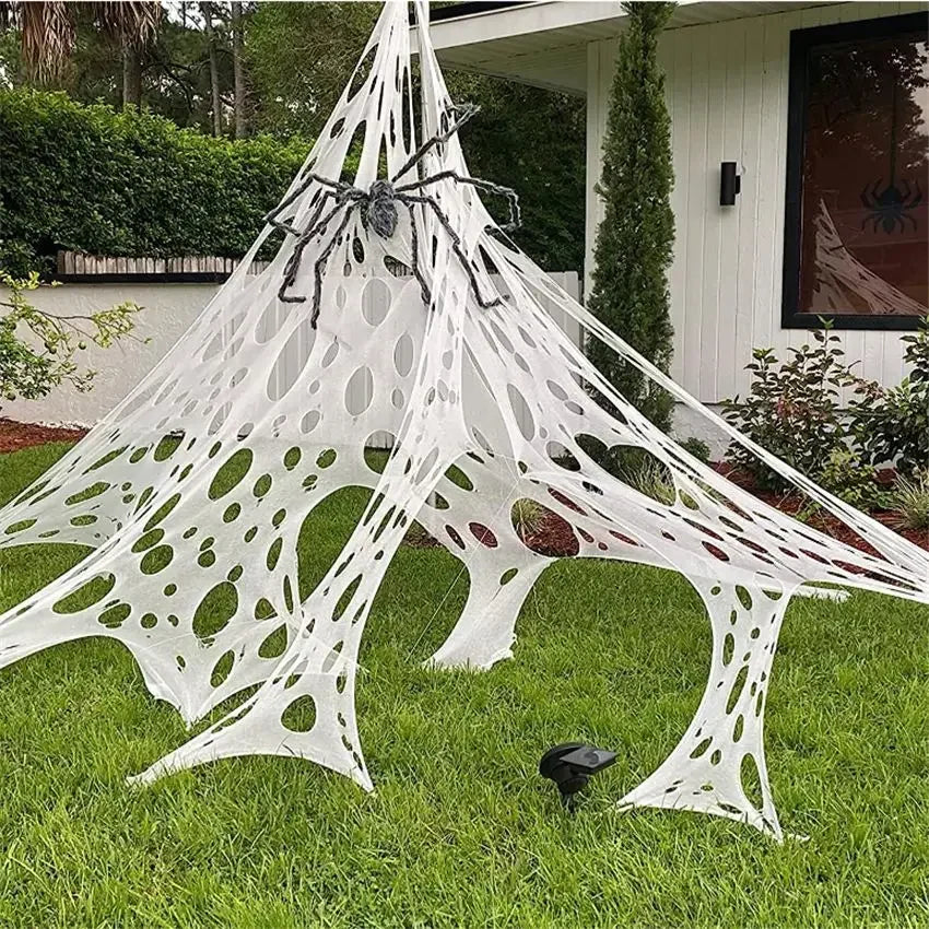 Giant Stretchy Spider Web Halloween Decor 20ft Cobweb Netting Outdoor Scary Indoor Haunt Reusable Creepy Party Must Have 5