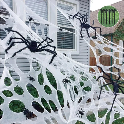 Giant Stretchy Spider Web Halloween Decor 20ft Cobweb Netting Outdoor Scary Indoor Haunt Reusable Creepy Party Must Have 6