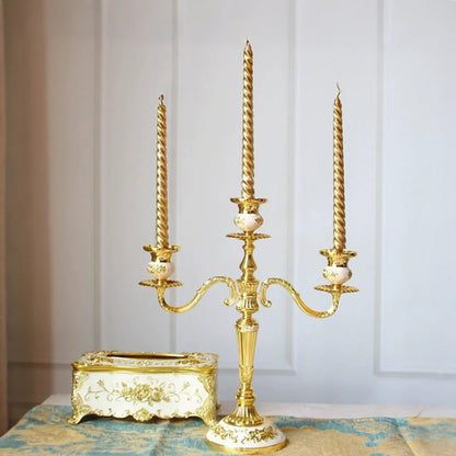LuxRoyale Floral Candelabra Three-Arm Premium Alloy Elegance
