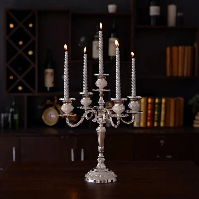 LuxRoyale Floral Candelabra Three-Arm Premium Alloy Elegance