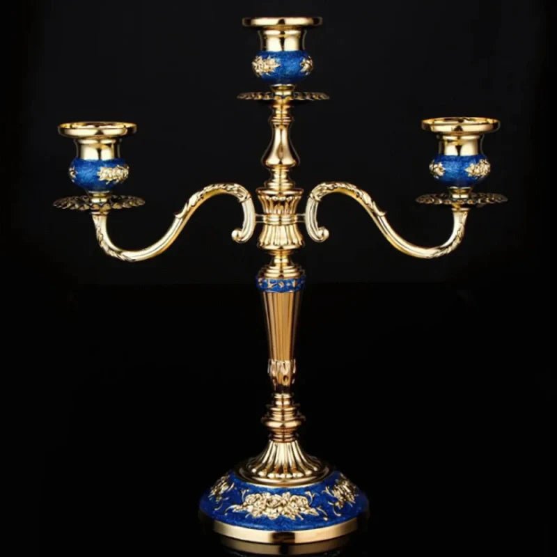 LuxRoyale Floral Candelabra Three-Arm Premium Alloy Elegance