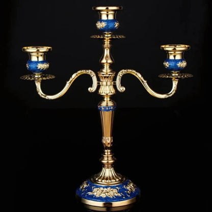 LuxRoyale Floral Candelabra Three-Arm Premium Alloy Elegance