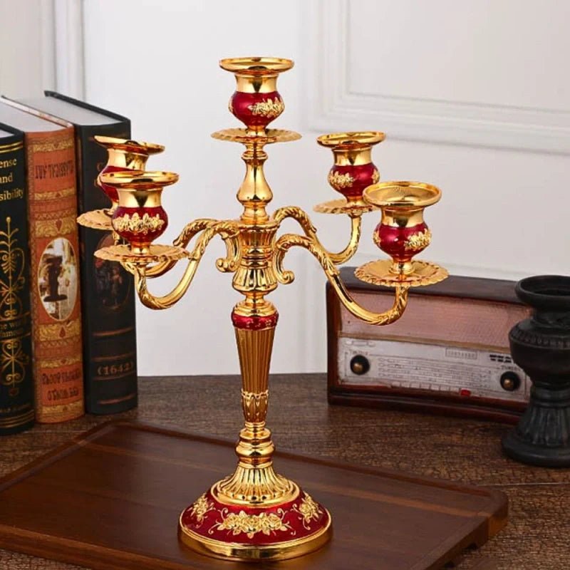 LuxRoyale Floral Candelabra Three-Arm Premium Alloy Elegance