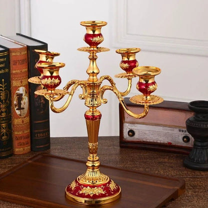 LuxRoyale Floral Candelabra Three-Arm Premium Alloy Elegance