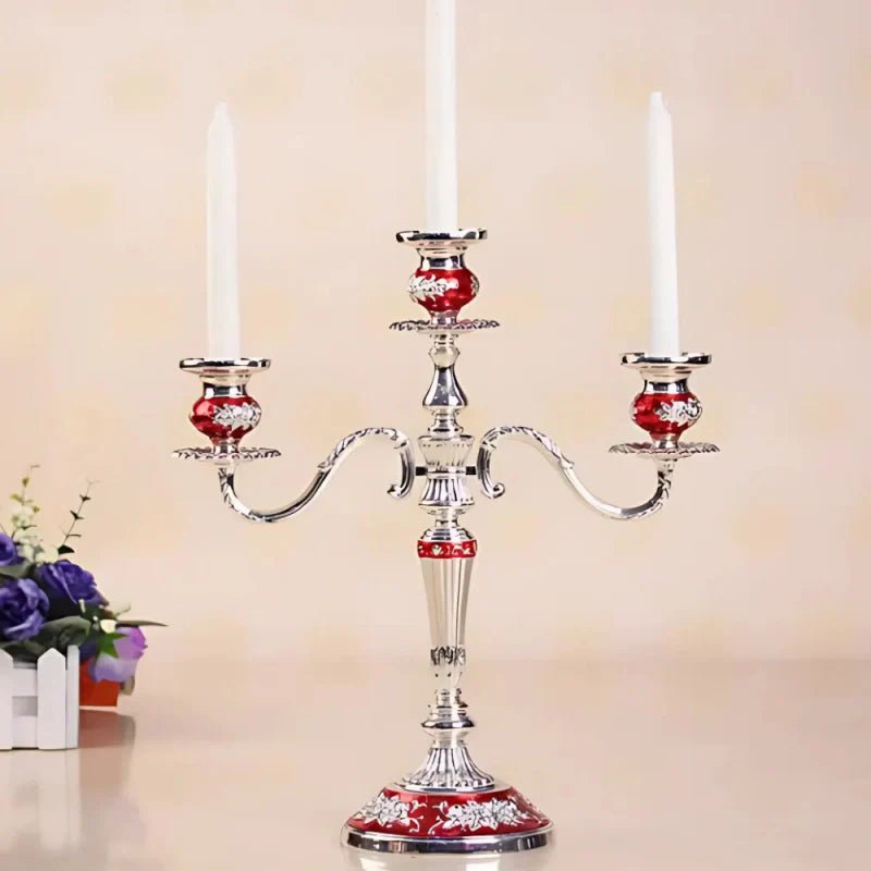 LuxRoyale Floral Candelabra Three-Arm Premium Alloy Elegance