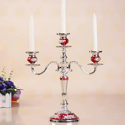 LuxRoyale Floral Candelabra Three-Arm Premium Alloy Elegance