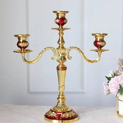 LuxRoyale Floral Candelabra Three-Arm Premium Alloy Elegance