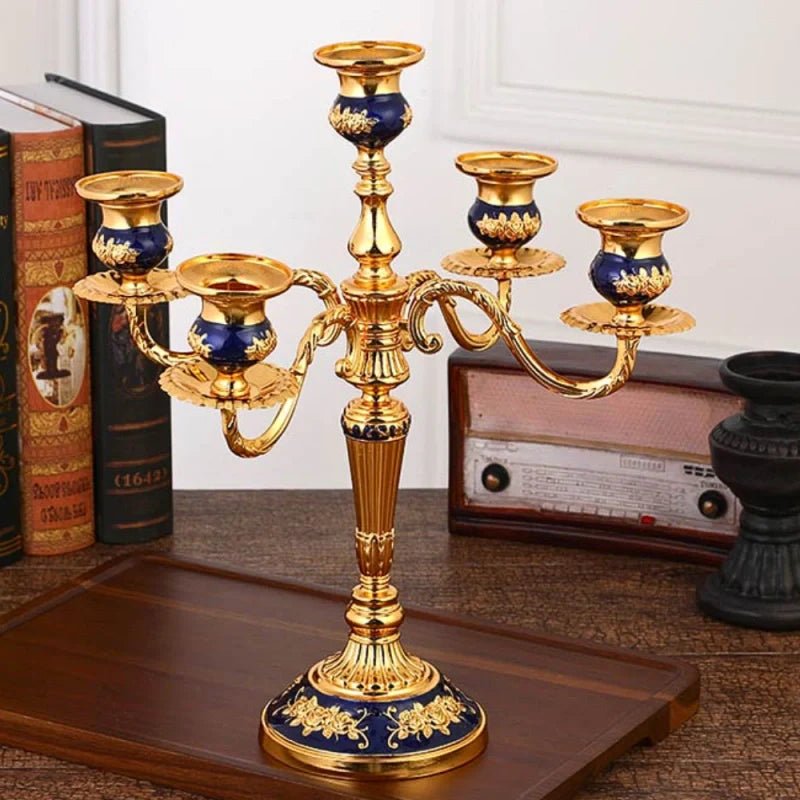 LuxRoyale Floral Candelabra Three-Arm Premium Alloy Elegance