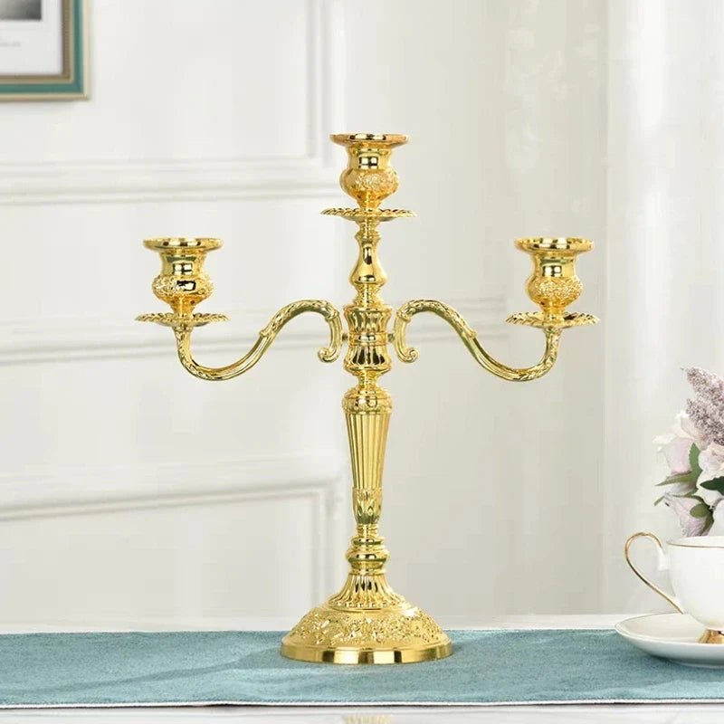 LuxRoyale Floral Candelabra Three-Arm Premium Alloy Elegance