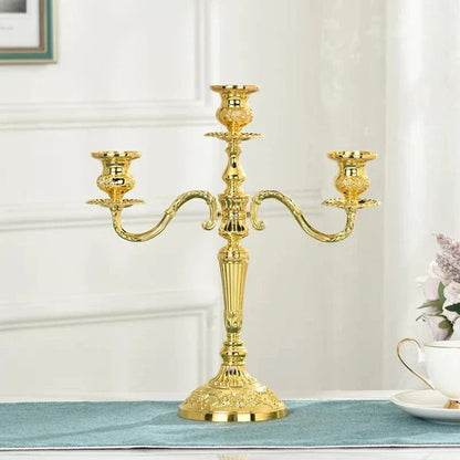 LuxRoyale Floral Candelabra Three-Arm Premium Alloy Elegance