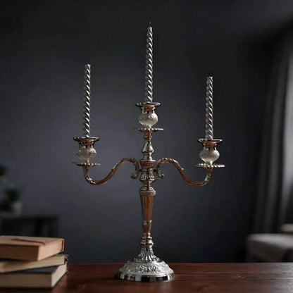 LuxRoyale Floral Candelabra Three-Arm Premium Alloy Elegance