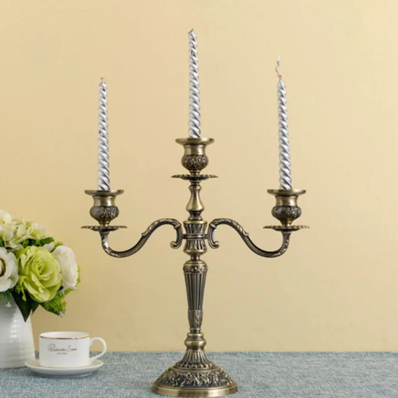 LuxRoyale Floral Candelabra Three-Arm Premium Alloy Elegance