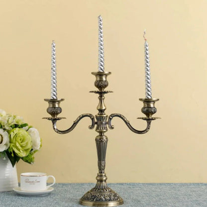 LuxRoyale Floral Candelabra Three-Arm Premium Alloy Elegance