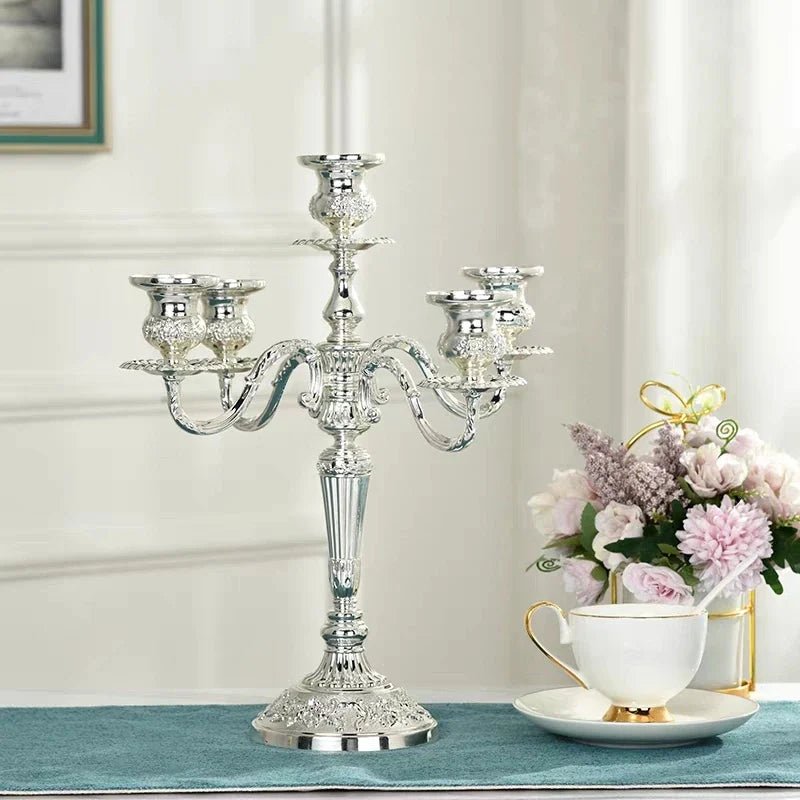 LuxRoyale Floral Candelabra Three-Arm Premium Alloy Elegance