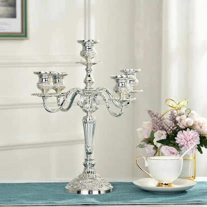 LuxRoyale Floral Candelabra Three-Arm Premium Alloy Elegance