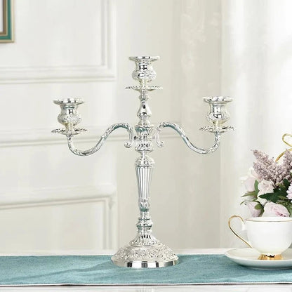 LuxRoyale Floral Candelabra Three-Arm Premium Alloy Elegance