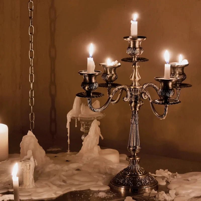 LuxRoyale Floral Candelabra Three-Arm Premium Alloy Elegance