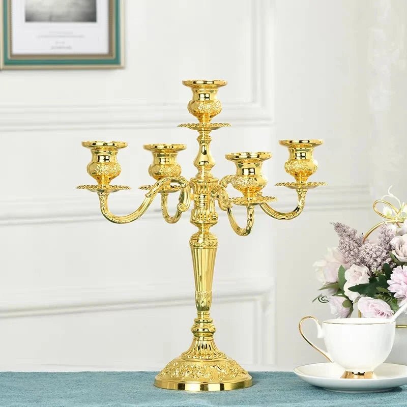 LuxRoyale Floral Candelabra Three-Arm Premium Alloy Elegance