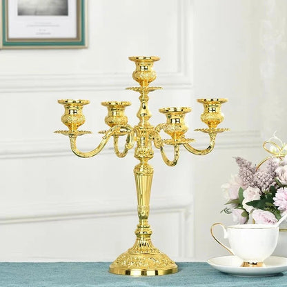 LuxRoyale Floral Candelabra Three-Arm Premium Alloy Elegance