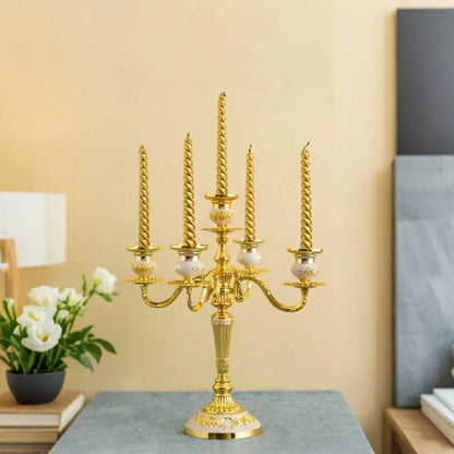 LuxRoyale Floral Candelabra Three-Arm Premium Alloy Elegance