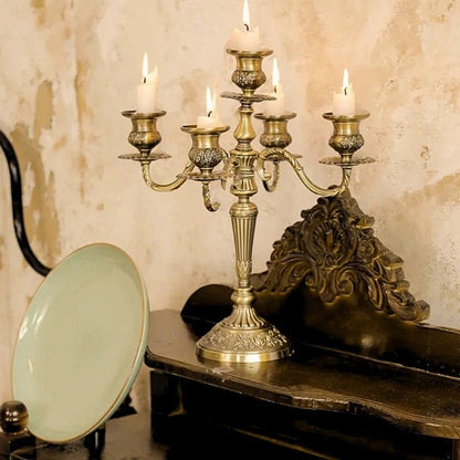 LuxRoyale Floral Candelabra Three-Arm Premium Alloy Elegance