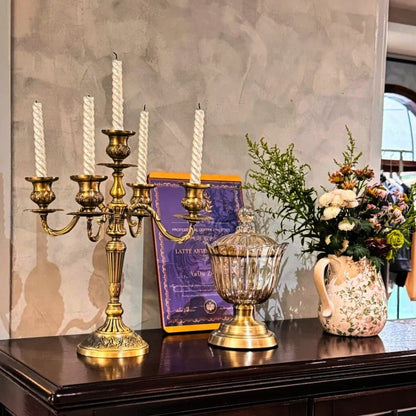 LuxRoyale Floral Candelabra Three-Arm Premium Alloy Elegance