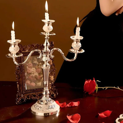 LuxRoyale Floral Candelabra Three-Arm Premium Alloy Elegance