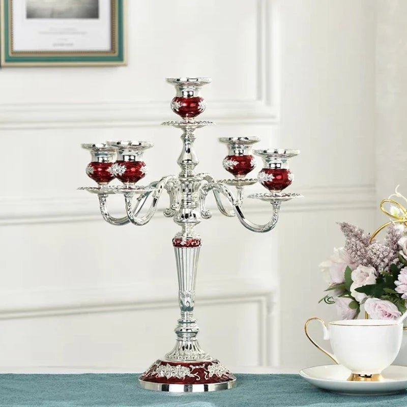 LuxRoyale Floral Candelabra Three-Arm Premium Alloy Elegance