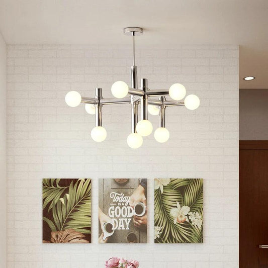 Royelux Modern Chrome Glass Globe Chandelier Lighting Fixture - Royale Basic