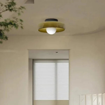 LuxRoyale Modern Glass Wall Ceiling Lamp-Japandi Minimalist Flush Mount LED Fixture