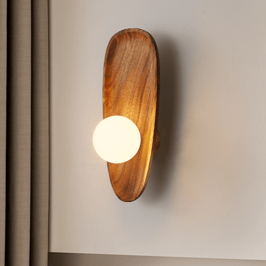 Globe Wall Light with Solid Wood Base 0