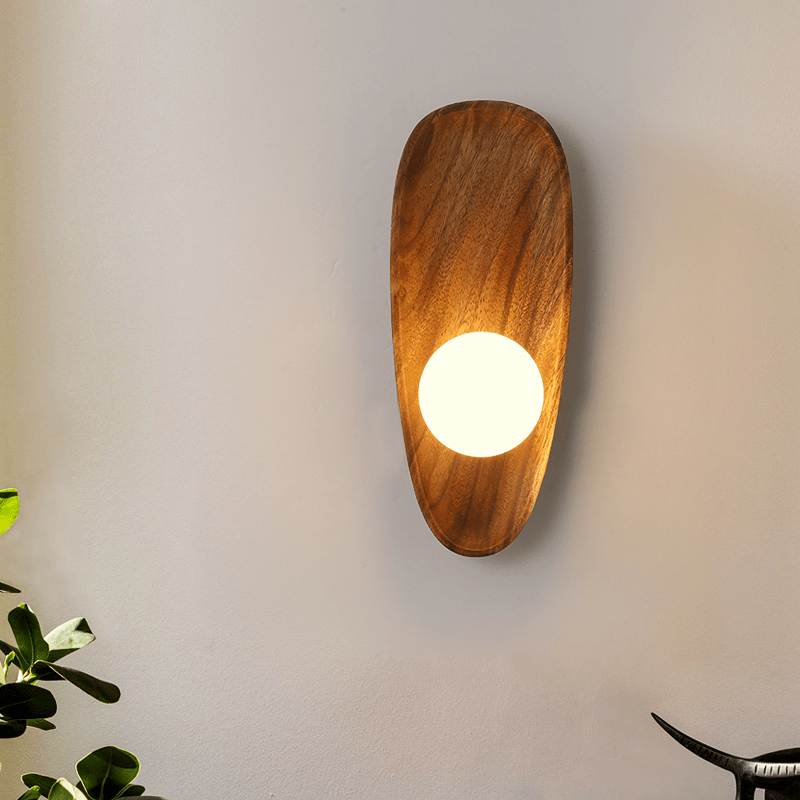 Globe Wall Light with Solid Wood Base 1