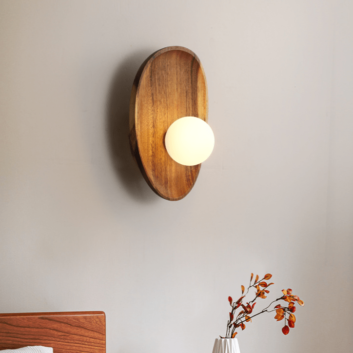Globe Wall Light with Solid Wood Base 2
