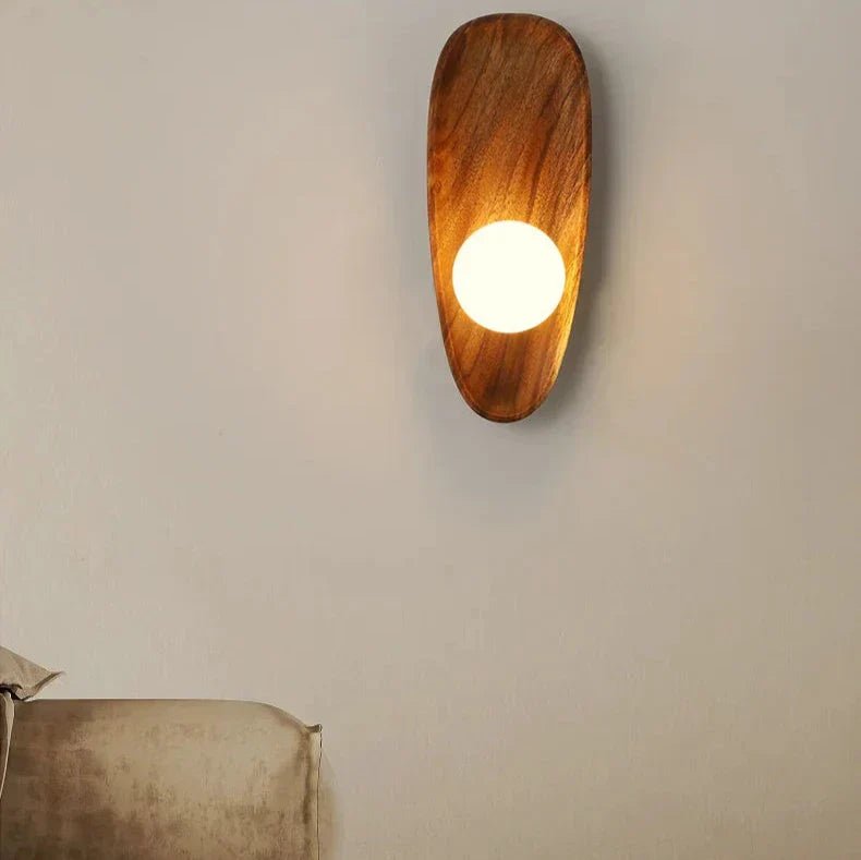Globe Wall Light with Solid Wood Base 6