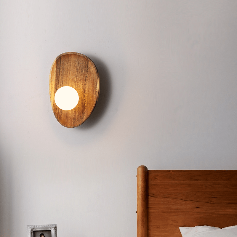Globe Wall Light with Solid Wood Base 7