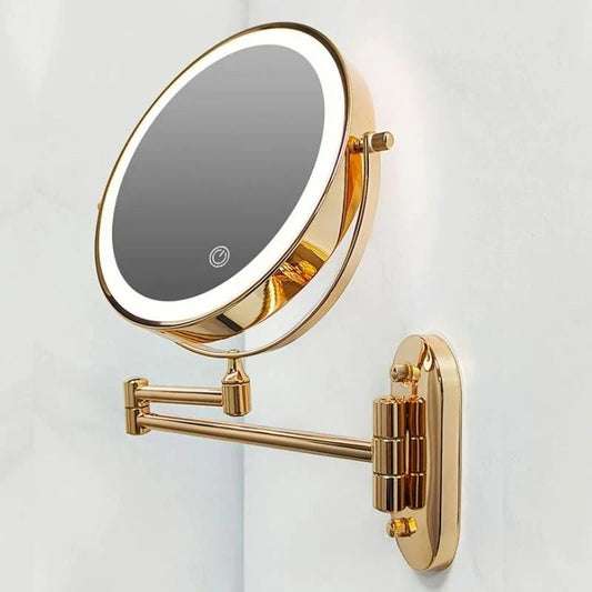 Gold LED Magnifying Mirror – Rechargeable Perfect for Makeup & Bathroom 0