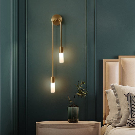 Gold Wall Sconce with Double Frosted Glass Cylinders 0