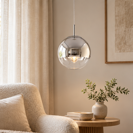 Royelux Modern Silver Glass Globe Pendant Light Cluster For Dining Room