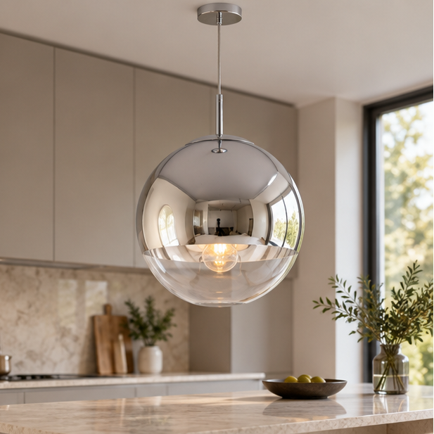 Royelux Modern Silver Glass Globe Pendant Light Cluster For Dining Room