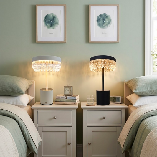 RoyaleGlow Rechargeable Crystal LED Table Lamp - 3-Mode Touch Cordless Bedside Light