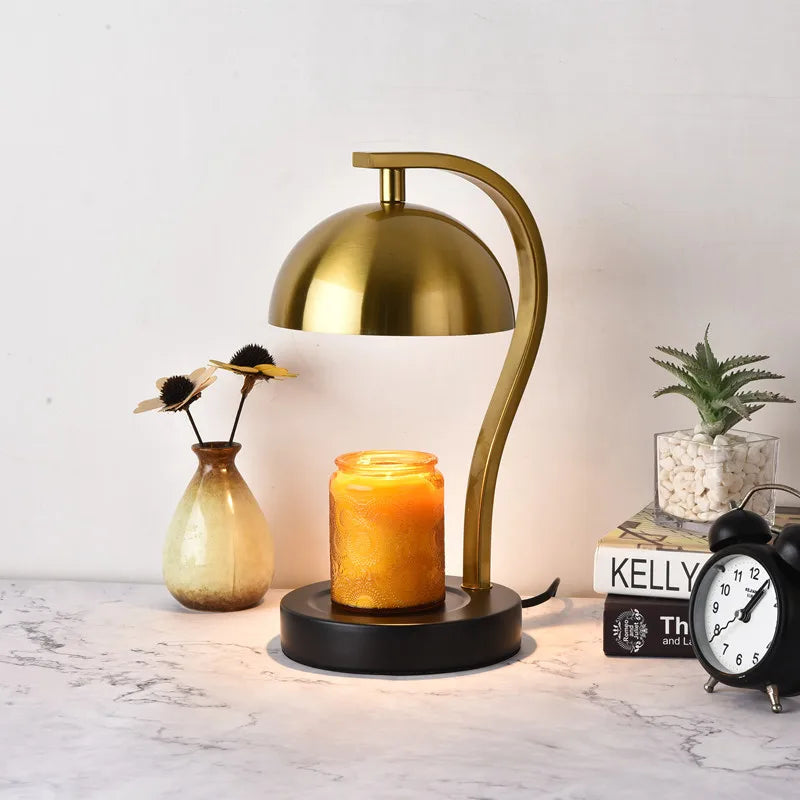 Golden Curved Bar Stand Retro Candle Warmer 3