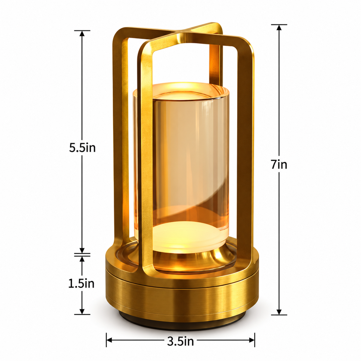 RoyaleGlow Cordless Crystal Lantern Lamp – Contemporary & Modern Table Accent