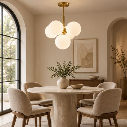 Grape 5Light Brass Opal White Pendant Chandelier